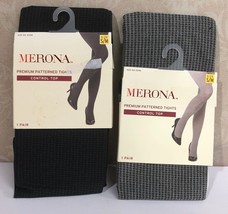 Two Pair Merona Patterned Ladies Tights Small / Medium Control Top - $11.82
