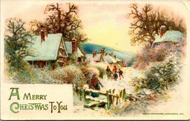 Vtg Unp Postcard 1910 John Winsch A Merry Christmas To You -Embellished Cottages - £26.01 GBP