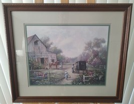 Home Interiors Amish Life Print Carl Valente Horse And Buggy Framed 26&quot;x 23&quot; - £36.76 GBP
