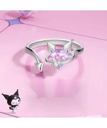 Adjustable Sanrio Kuromi Silver toned Ring – Cute Pastel Goth Heart Jewelry - €17,12 EUR