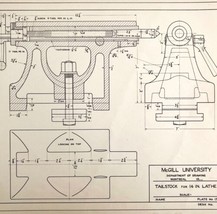 McGill University Lathe Tailstock 1965 Mechanical Drawing Print Engineer... - $29.99