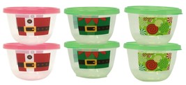 Christmas Holiday Goodie Containers, 6 Pack, Small Round - £29.89 GBP