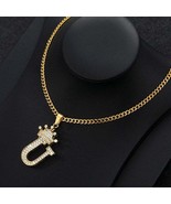 Zircon Crown Letter Pendant Necklace For Women Men - U - £15.70 GBP