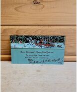 Antique Christmas Card Sleigh 1927 Used 5.5 x 3 Winter Scene - $367.78 MXN