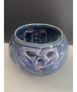 Vintage Blue/cranberry Drip Glaze Pottery Tea Light Votive Candle Holder... - $18.69