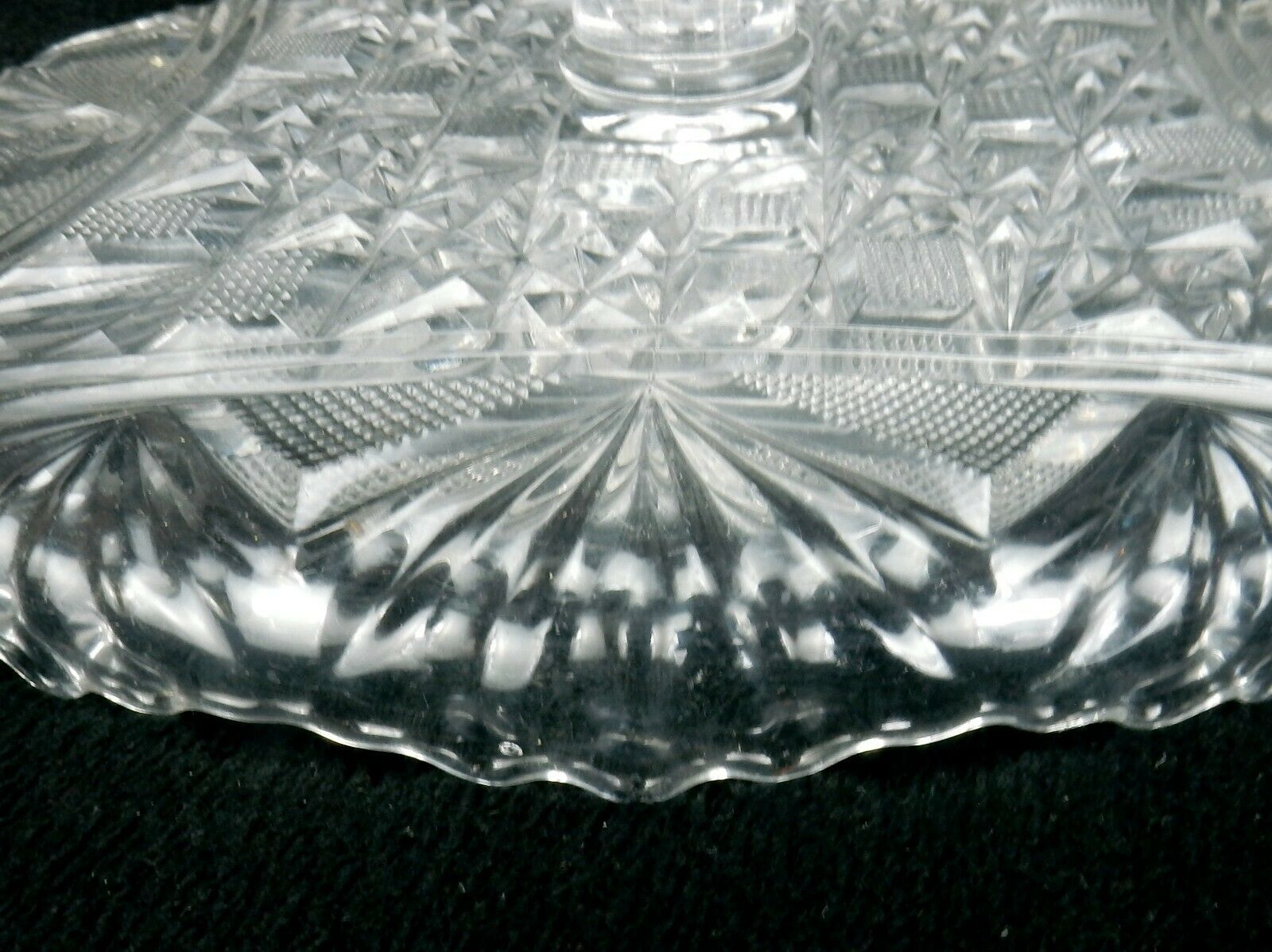 McKee and Brothers 9" Glass Cake Stand, Teutonic Pattern, Diamonds & Fans, EAPG Item image 11
