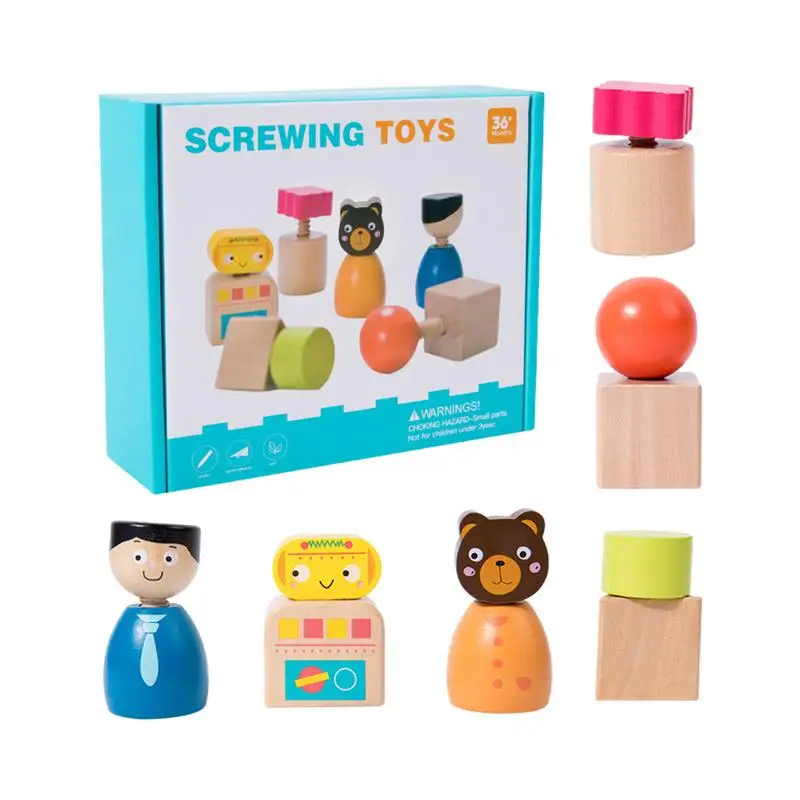 Sensory Screwing Toy Matching Screw Toy Block Car Set Wooden Screw Nut DIY - £22.04 GBP+