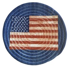 USA Flag Patriotic July 4th Braided 9&quot; Rd Trivet Hot Pad Heat Resistant ... - £14.47 GBP