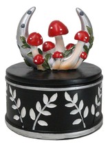 Wiccan Crescent Moon With Toadstool Mushrooms Forest Decorative Jewelry Box - £19.33 GBP