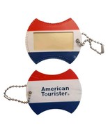 Two Vintage American Tourister Luggage Tags Red White Blue USA Patriotic - $6.88