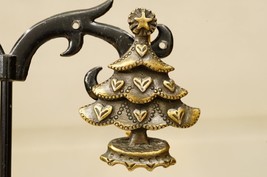 Vintage Costume Jewelry Mini Brass Figural Christmas Tree Brooch Pin - £10.03 GBP