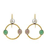 Pendientes circulares con aspecto de martillo con cornalina natural, ága... - £18.65 GBP