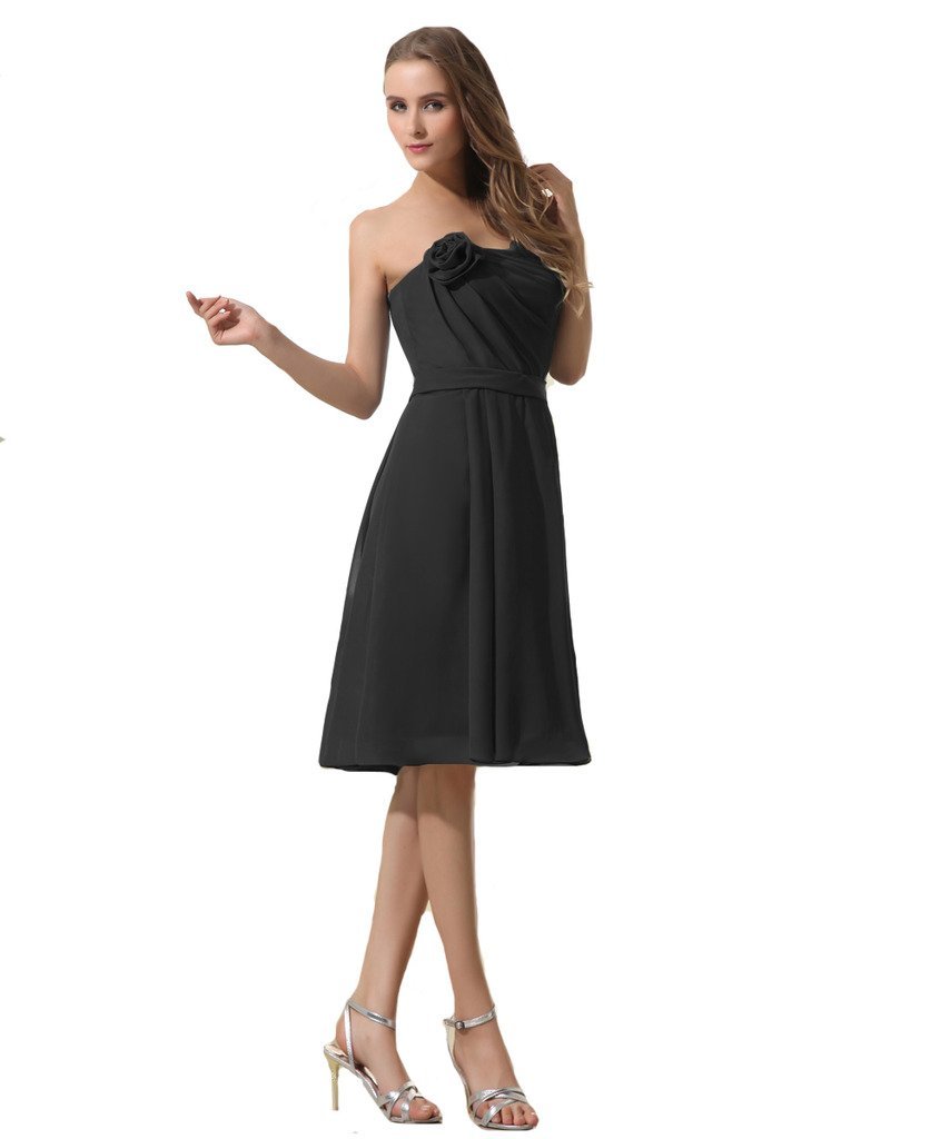 Kivary Women's Knee Length Short Floral Sash Bridesmaid Party Dresses Black US 8