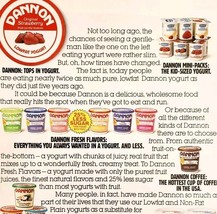 1987 Dannon Flavored And Plain Yogurt Variety Advertisement Vintage Food... - $24.99