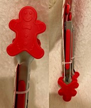 Christmas Red Gingerbread Man Mini Tong Set Silicone Grabber Holiday Kitchen NWT - £11.39 GBP