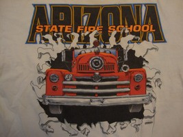 Vintage Arizona State Fire School FiremanTruck White T Shirt Size XL - £14.21 GBP