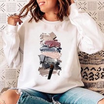 Woman Watercolor Eyelashes Lashes O-neck Casual Clothing Pullovers Ladies Spring - £56.47 GBP