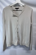 August Silk Ivory Crewneck Cardigan Sweater Career Casual XL - $15.20