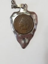 Silver Tone Arrowhead 1889 Indian Head Penny Pendant With Chain - $14.95