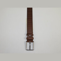 Men Brown Genuine Leather Belt PIERO ROSSI Turkey Soft Full Grain #Brown line image 2