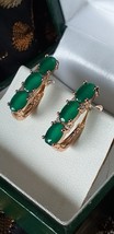 Vintage 1990-s 14 Ct Rolled Gold Emerald and Zircons Earrings-Hallmarked... - £66.10 GBP