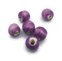 6Pcs Purple Clay Beads For Jewelry Making, Round Ceramic Macrame Beads H... - £11.60 GBP