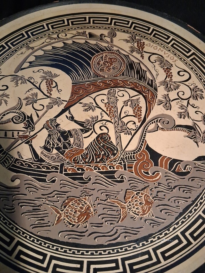 Large Terracotta Clay Plate Vintage  Dionysos  Odessey Item image 2