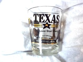 Souvenir shot glass Texas Lone Star state gold &amp; black on clear - $5.75