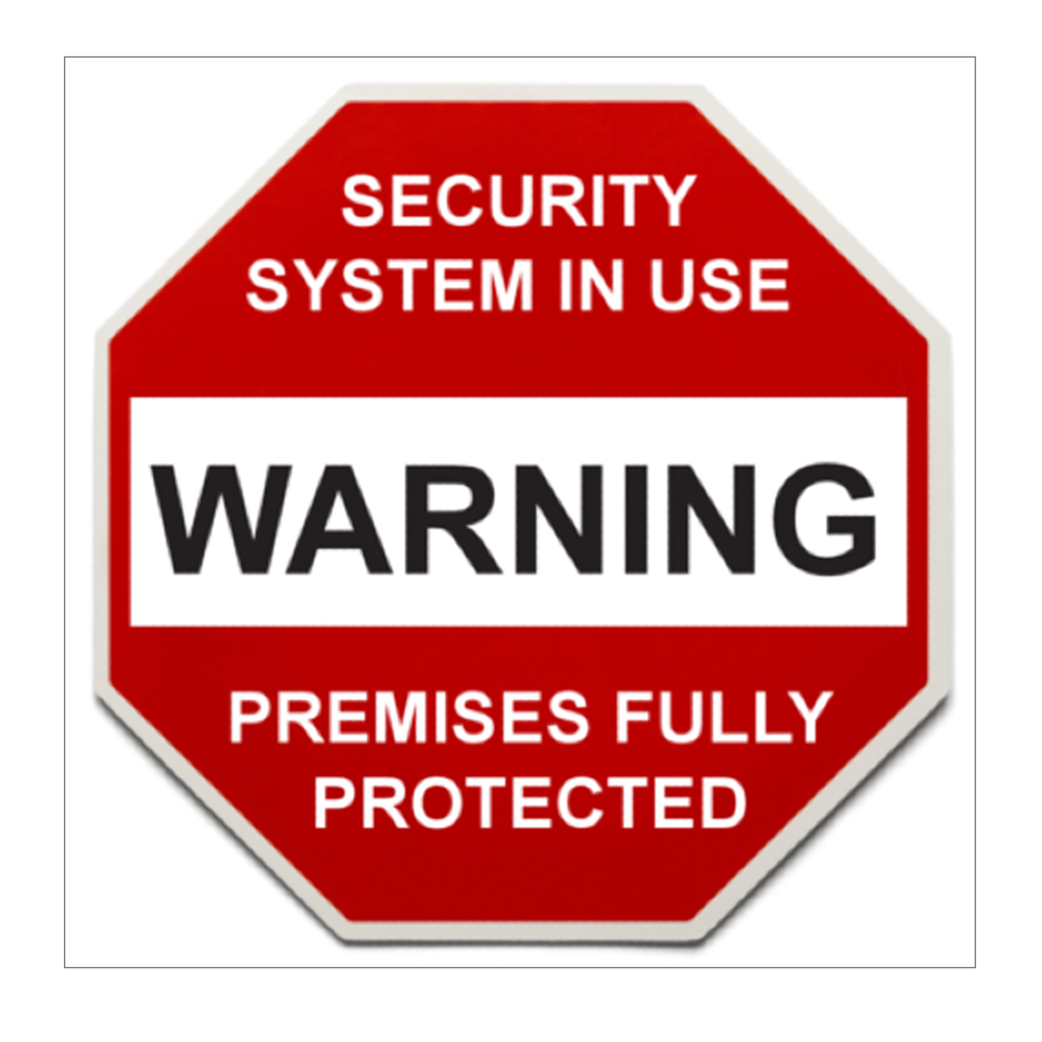 Stop Sign Security Alarm System Warning Stickers / 6 Pack - $5.95