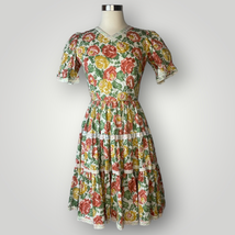 Vintage Rockmount Ranch Wear Square Dance Dress 1980s Pixelated Roses Med - £41.75 GBP