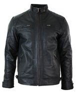 Trends Fashion Mens Genuine Leather Biker Jacket Black | Vintage Black L... - £92.99 GBP