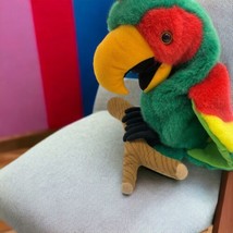 Vintage Dakin Green Macaw Parrot Plush Hand Puppet Stuffed Animal Toy  READ 11" - £11.67 GBP