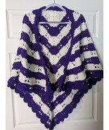 Hand Crocheted Butterfly Pattern Amethyst and White Shawl 61 x 35 - €34,27 EUR