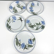 Williams Sonoma Set Of 5 -8.25” Salad Dessert Plates - Blue Bell Trumpet Flowers - £55.72 GBP