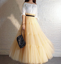 YELLOW Tiered Long Tulle Skirt Outfit Women A-line Plus Size Tulle Skirt image 10