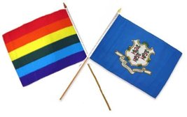 RFCO 12x18 12&#39;&#39;x18&#39;&#39; Wholesale Combo Rainbow Gay Pride Connecticut State Stick F - £8.83 GBP