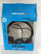 JLab Audio Studio Wired On-Ear Headphones Black 3.5mm Jack Faux Leather Dj - $9.49