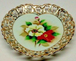 Vintage Floral Trinket Dish Ucagco Ceramic Japan Jewelry Holder Decorative Dish - £9.58 GBP