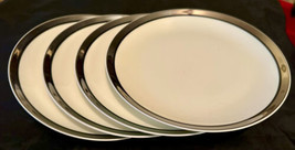 Mikasa Solitude A5-166 Salad Plates (4) Platinum Trim Bone China 7-1/2&quot; - $29.00