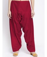 Women Maroon Cotton Patiala Salwar Solid Loose Fit Free Size Casual Wear - £9.29 GBP