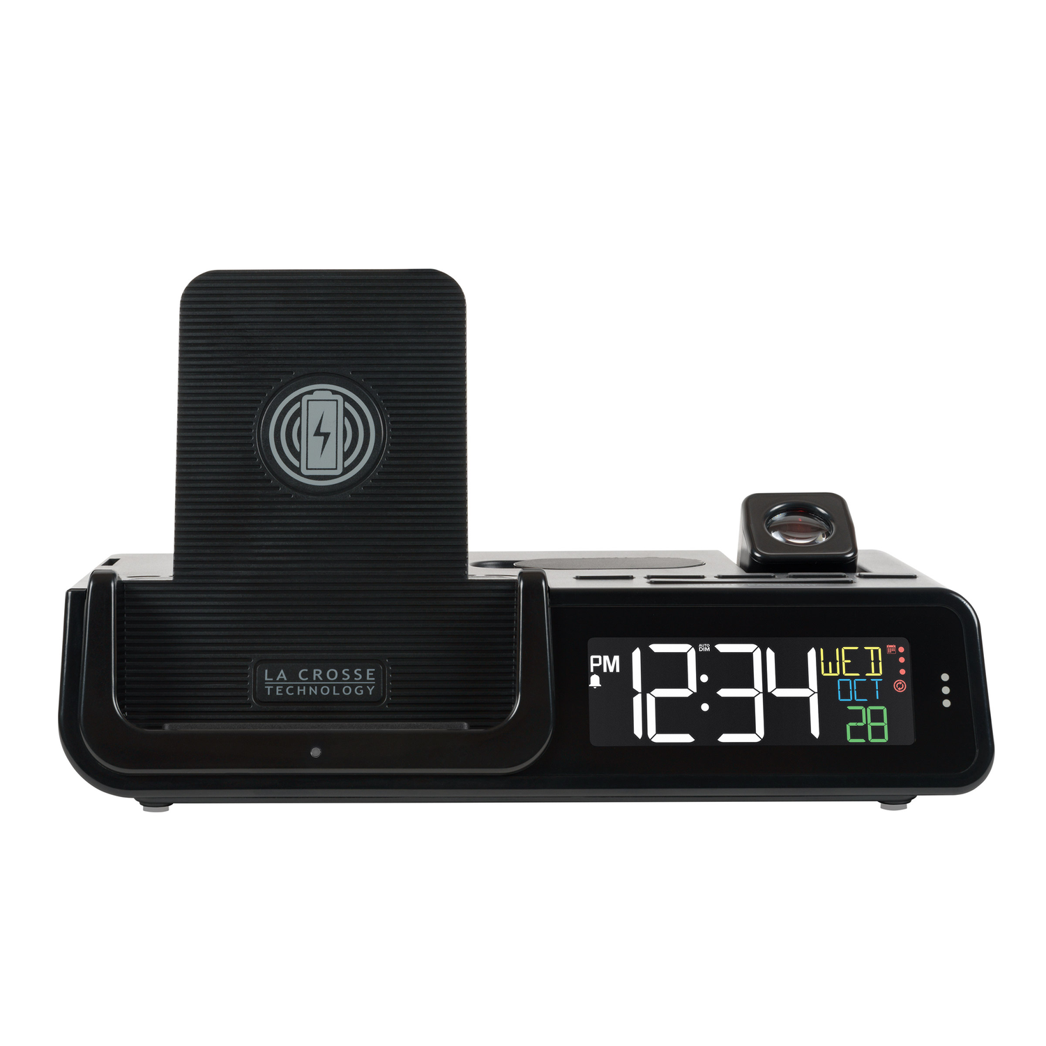 Alarm Clock Digital Projection Smartwatch Earbud Charging Dock USB Wireless Qi - $62.32