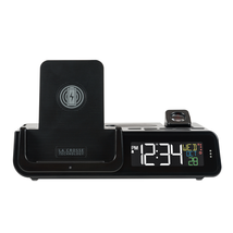 Alarm Clock Digital Projection Smartwatch Earbud Charging Dock USB Wireless Qi - £49.29 GBP
