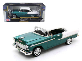 1955 Chevrolet Bel Air Hard Top Green Metallic &amp; White 1/18 Diecast Mode... - $60.38
