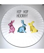 Hip Hop Hooray Melamine Easter Plates Colorful Bunny Prints Set of 2 - €6,76 EUR