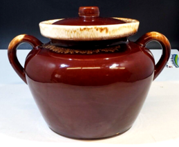 Vintage McCoy potteryBean Pot #342 with lid brown drip glaze - £31.74 GBP