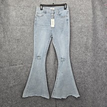 Reverof Jeans Woman Large 28x31 Blue Light Washed Flare Leg Frayed Hem D... - $32.71