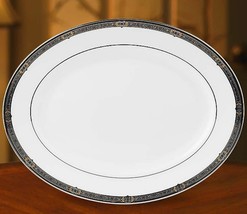 Lenox Vintage Jewel White Oval Serving Platter 13&quot; Gold Dot Platinum USA NEW - £101.18 GBP