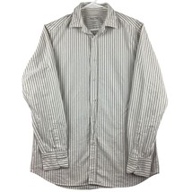 Mossimo Dutti Shirt Men’s Large Beige Vertical Striped Washed Oxford Fit... - £14.97 GBP