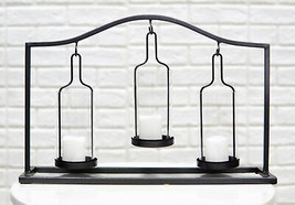 Western Black Arched Metal Stand Decorative Triple Votive Candles Candle... - £39.32 GBP