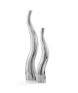 Modern Tall Silver Aluminum Squiggly Vases  Set of 2 - £506.83 GBP